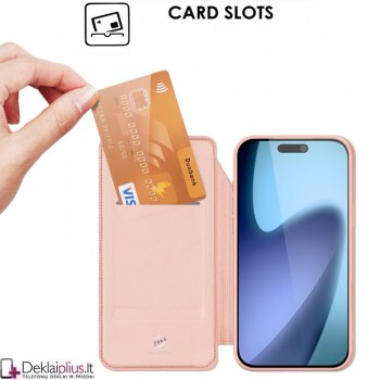 Dux Ducis Skin Pro dirbtinės odos dėklas - rausvas (Apple Iphone 17)